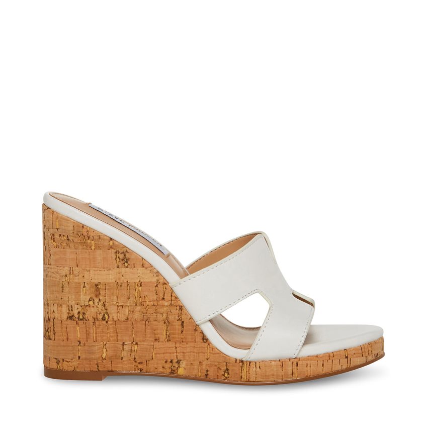 White Steve Madden Mayson Leather Women\'s Wedges | PH 4709QHB